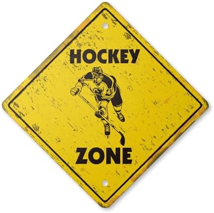 Hockey Vintage Crossing Sign Zone Xing | Indoor/Outdoor Plastic | 20″ Tall Rustic New Caution Puck Stick Player Team Trophy Award Coach mask post thumbnail image