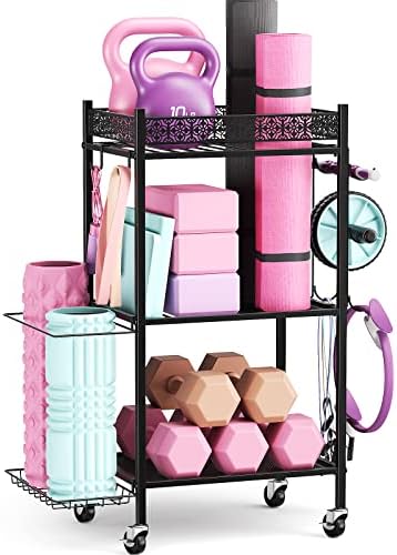 Yoga Mat Storage Rack, Home Gym Storage Rack Yoga Mat Holder, VOPEAK Workout Storage for Yoga Mat, Foam Roller, Gym Organizer Gym Equipment Storage for Home Exercise and Fitness Gear (Metal) post thumbnail image