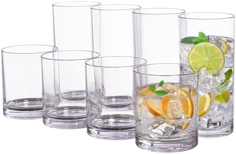 US Acrylic Classic Clear Plastic Reusable Drinking Glasses (Set of 8) 12oz Rocks & 16oz Water Cups | BPA-Free Tumblers, Made in USA | Top-Rack Dishwasher Safe post thumbnail image