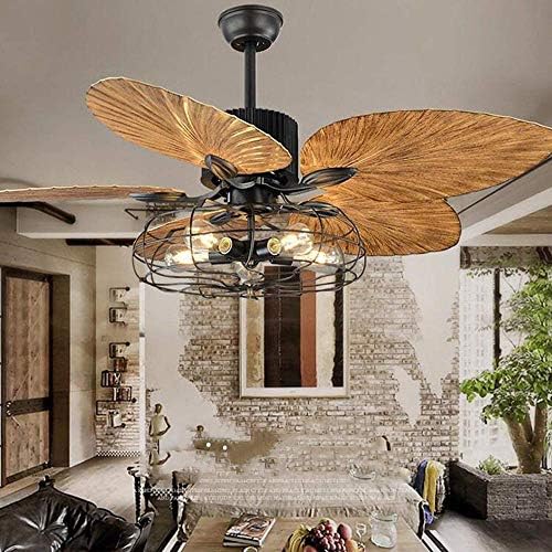 ANFERSONLIGHT Industrial Cage Ceiling Fan – 52-Inch with 5 Lights, Remote Control, Palm Blades, and Black Finish – Quiet and Vintage Tropical Style Indoor Chandelier Fan post thumbnail image