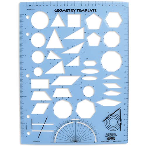 LEARNING ADVANTAGE Geometry Template – Sturdy Geometric Stencil to Draw 2D Shapes and Measure Angles – Includes Ruler plus a Number Line with Negative Values post thumbnail image