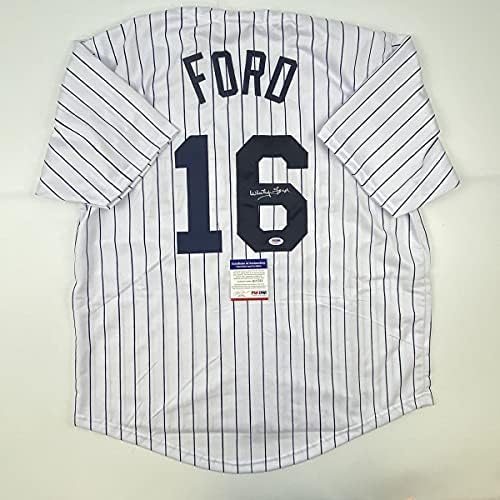 Autographed/Signed Whitey Ford New York Pinstripe Baseball Jersey PSA/DNA COA #3 post thumbnail image