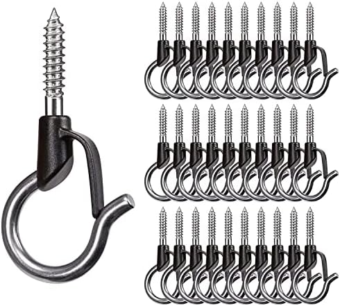 MISTHO Q-Hanger Hooks, Ceiling Screw Hooks Cabinet Hangings Wall Hooks Outdoor Lights Screw Hooks for Hanging Christmas Lights Safety Screw Hooks with Safety Clips Party Essential (Silver, 30 Packs) post thumbnail image