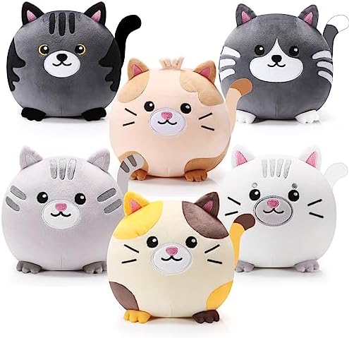 Lenwen Christmas Decor Gifts Cat Plush 6 Pcs Kitten Stuffed Animals Bulk 8 Inch Soft Adorable Cat Throw Pillow Round Kitty Stuffed Animal Pillows Hugging Plushies for Kids Birthday Gift Bedroom Decor post thumbnail image