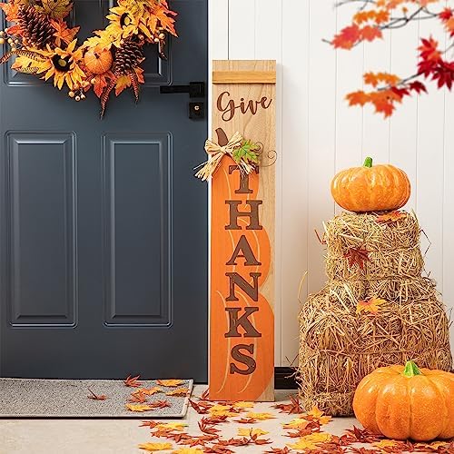 Glitzhome 42″H Thanksgiving Wooden Pumpkin Porch Sign Farmhouse Vertical Hanging Sign Give Thanks Porch Décor for Fall Harvest Thanksgiving Autumn Indoor Outdoor Front Porch Decorations post thumbnail image