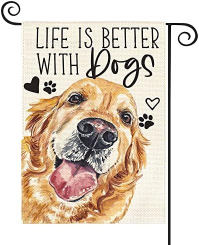 AVOIN colorlife Life is Better With Dogs Golden Retriever Garden Flag 12 x 18 Inch Double Sided Outside, Pet Farmhouse Yard Outdoor Decoration post thumbnail image