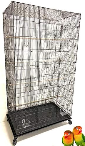 Mcage 55″ X-Large Multiple Flight Bird Aviary Budgie Canary Finch Breeding Cage with Rolling Stand (Black) post thumbnail image