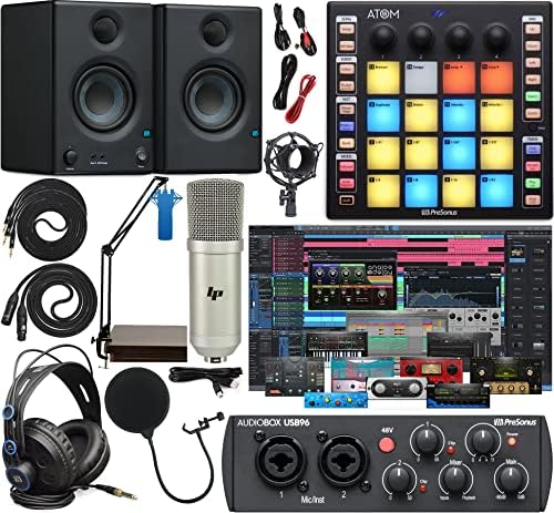 PreSonus AudioBox 96 Audio Interface Full Studio Bundle Includes Software Kit, ATOM MIDI Pad Controller, Eris 3.5 Pair Bluetooth Monitors, and Adjustable Suspension Boom Arm + HD7 Headphones post thumbnail image