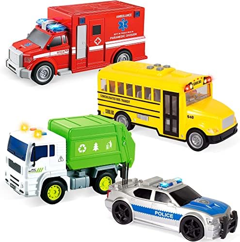 JOYIN 4 Pcs 7″ Long Vehicle Toy Set, Toddlers Cars with Lights and Siren Sound, Including Play Police Car, School Bus, Toy Garbage Truck, Ambulance Toy, Birthday Party Gifts Toys for Boys 3-5 post thumbnail image