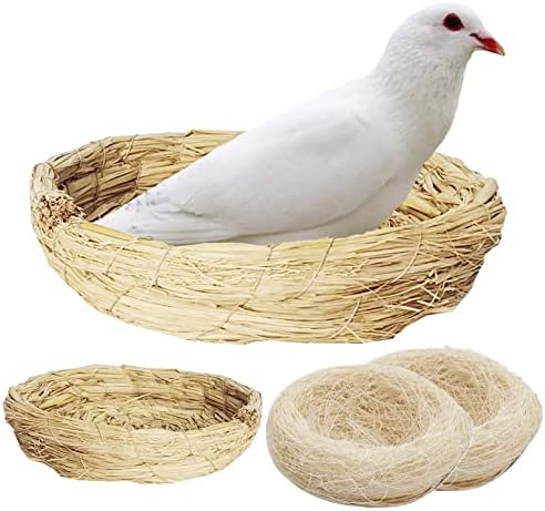 Fhiny Handmade Woven Bird Spawning Nest with Coconut Fiber Liner Flat Base Straw Bird Nest Bed Hatch Roosting for Dove Pigeon Parrot Turtle Quail Macaw Cuckoo Sparrow post thumbnail image