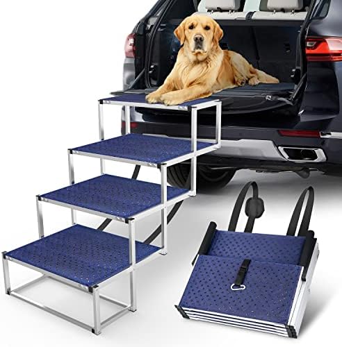 Extra Wide Dog Car Stairs for Large Dogs, Foldable Aluminum Lightweight Dog Steps for Car, Truck and SUV with Non-slip Portable Pet Steps Suitable for Large Old Dogs & Cats, 5 Steps & Supports 250 lbs post thumbnail image