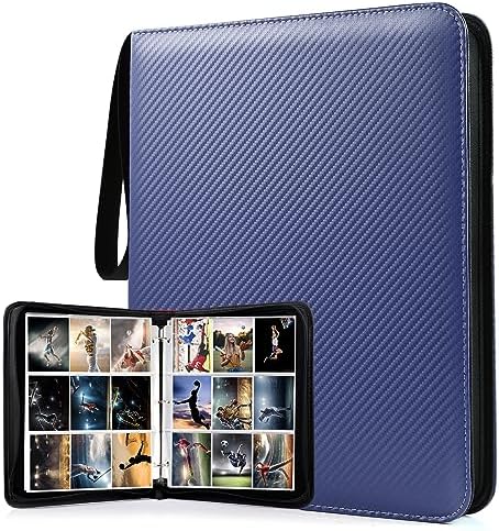 WOT I 900 Pockets Trading Card Binder, Baseball Card Binder Sleeves with Zipper, Double Sided Pockets Card Holder Carry Card Case for Baseball Card, Football Card(Dark Blue) post thumbnail image