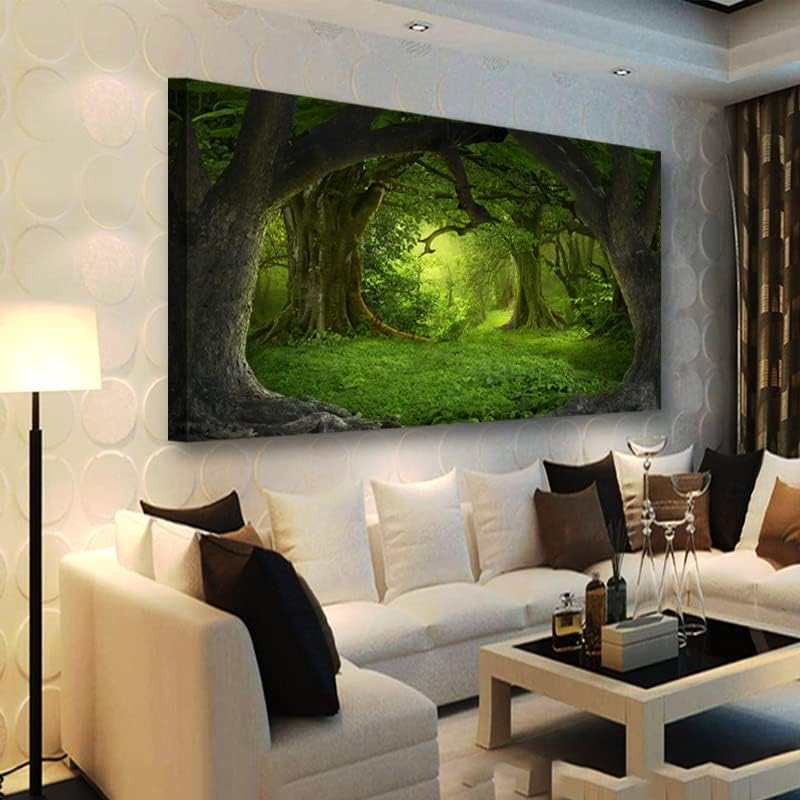 Tree of Life Wall Art Canvas Prints Natural Landscape Pictures Home Decor Green Forest Paintings for Living Room Bathroom Bedroom Kitchen Office Decorations 20×40 Wooden Framed Artwork Easy Hanging post thumbnail image