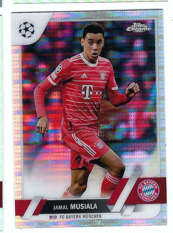 JAMAL MUSIALA 2022-23 Topps Chrome UEFA Club Competitions Soccer Card #42 PULSAR REFRACTOR PARALLEL FC Bayern Munich Germany post thumbnail image