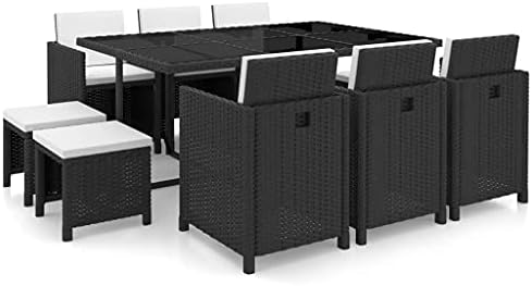 QZZCED 11 Piece Patio Dining Set with Cushions,Outdoor Bar Table,Patio Bar Set,Modern Outdoor Furniture,Dining Bench with Back,Bistro Set,for Patio Deck Garden,Backyard & Lawn, Poly Rattan Black post thumbnail image