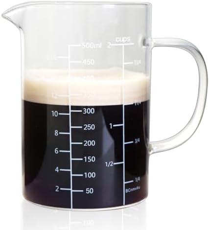 BCnmviku 500ML 2 CUP Glass Measuring Cup With Handle, High Borosilicate Glass Three Scales (OZ, Cup, ML/CC for Kitchen or Restaurant Easy To Read post thumbnail image