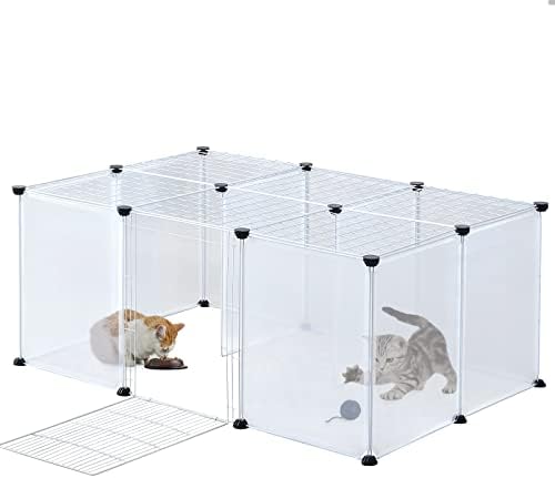 BRIAN & DANY Portable Pet Playpen, Guinea Pig Cages with Door, Small Animal Playpen Indoor for Cat, Puppy, Hamsters, Rabbits – 18 Panels, 43.3″ x 27.5″ x 17.7″ post thumbnail image