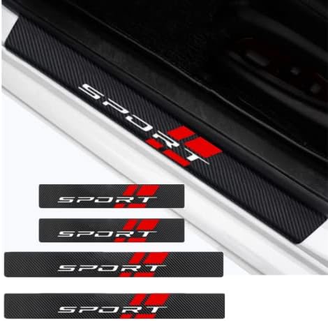 AAUTOOKK 4PCS Sport Emblem Car Door Sill Protector for Door Step Scuff Plate,Carbon Fiber Door Sill Protector Welcome Pedal Front Rear Door Guards Step Protector（RED） post thumbnail image