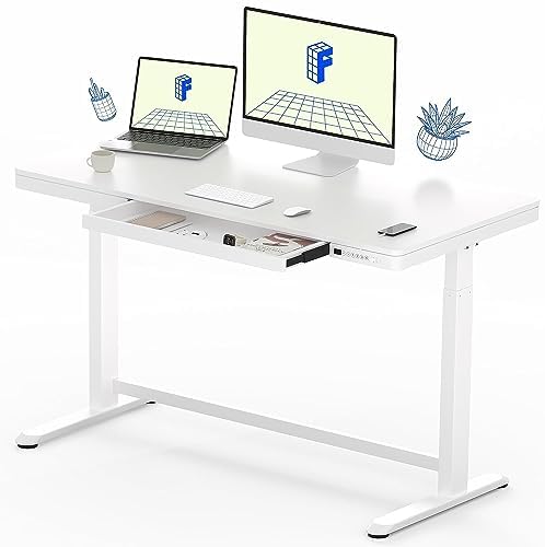 FLEXISPOT Comhar Electric Standing Desk with Drawers Charging USB A to C Port, Height Adjustable 48″ Whole-Piece Quick Install Home Office Computer Laptop Table with Storage (White Top + Frame) post thumbnail image