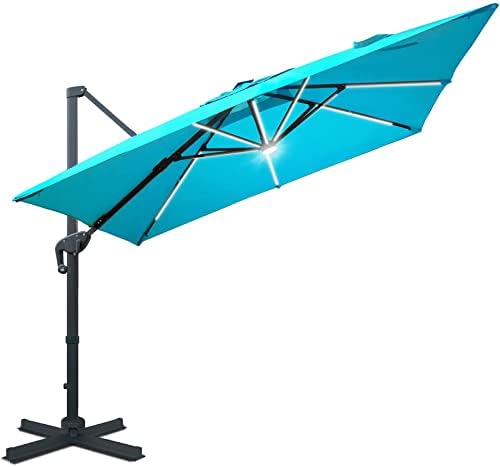 Sunnyglade 10x10ft Solar Powered LED Cantilever Patio Umbrella Square Deluxe Offset Umbrella 360°Rotation & Integrated Tilting System & LED lights for Market Garden Deck Pool Backyard Patio post thumbnail image