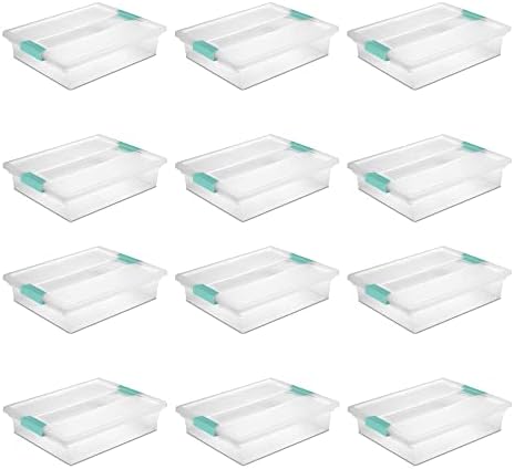 Sterilite Large Clip Box, Stackable Small Storage Bin with Latching Lid, Plastic Container to Organize Paper, Office, Clear Base and Lid, 12-Pack post thumbnail image