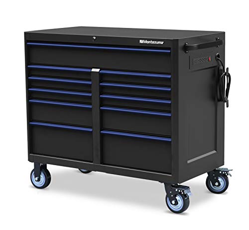 Montezuma Tool Box – 46″ x24″ 11 Drawer Rolling Tool Cabinet with Multiple Power Outlets & Black Powder Coat Finish – M462411TC post thumbnail image