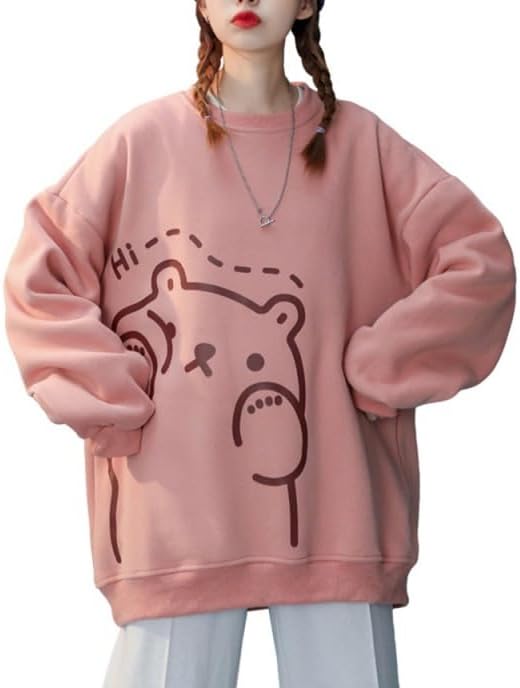 Tyadorw Kawaii Bear Print Oversized Sweatshirt for Women Cute Long Sleeve Vintage Crewneck Sweatshirts Pullover Y2K Sweater post thumbnail image