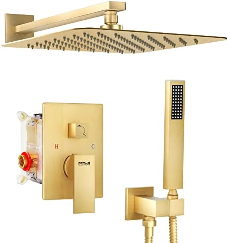 ESNBIA Brushed Gold Shower System, Bathroom 10 Inches Rain Shower Head with Handheld Combo Set, Wall Mounted High Pressure Rainfall Dual Shower Head System, Shower Faucet Set with Valve and Trim post thumbnail image