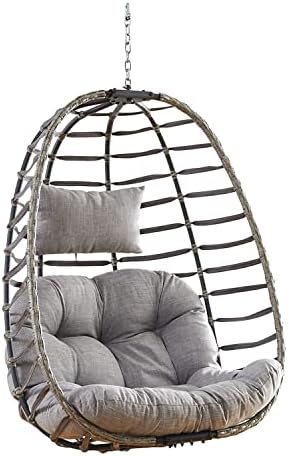 Egg Chair Hanging Basket Chairs – Wicker Swing Chair with Resistant Cushion and Pillow Rattan Teardrop Chair Hammock Egg-Shaped Swinging Chair for Outside Outdoor Indoor Patio (Grey/Grey) post thumbnail image