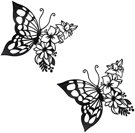 2PCS Butterfly Decoration Wall Art Boho Butterfly Wall Home Decor Hanging Appearance Wall Decor Metal Wall Hanging Butterfly Decor Flower Wall Art for Bedroom Living Room Home Wall,Black(Large) post thumbnail image