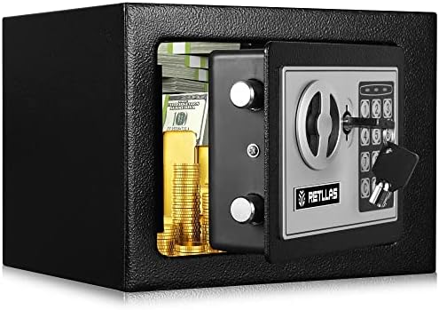 RETLLAS Security Safe Box 0.23 Cubic Feet Electronic Digital Mini Cabinet Safes Solid Alloy Steel Office Hotel Home Safe Lock Box for Cash Jewelry Storage post thumbnail image