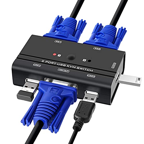 VGA USB KVM Switch, 2 Port VGA KVM Switcher Selector with Cables for 2PC Sharing 1 Video Monitor and 3 USB Devices Keyboard Mouse Printer Scanner post thumbnail image