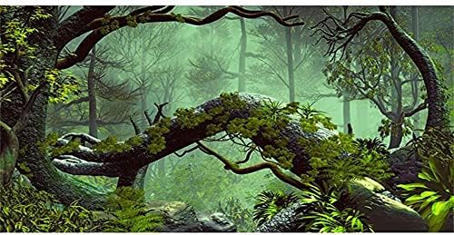 AWERT 72×18 inches Foggy Forest Terrarium Background Stone Green Tree Tropical Reptile Habitat Background Rainforest Aquarium Background Durable Polyester Background post thumbnail image