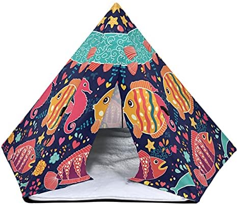 Colorful Cartoon Fish Cat House, Pet Supplies for Dog and Cat, Small Dog Housre, Foldable Pet Teepee Tent with Soft Cushion 19.7″ Indoor Outdoor post thumbnail image