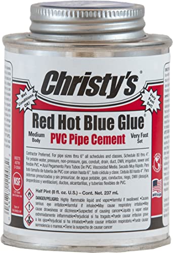 Christy’s Red Hot Blue Glue PVC Cement – Medium Body, Very Fast Set, Low-VOC, 1/2 Pint (8 fl oz) post thumbnail image