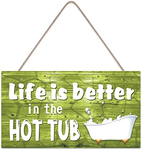 CAKIROTS Hot Tub Accessories for Adults Wood Sign Hot Tub Table Outdoor Shed Plaque Pool Summer Sign 10×5 inch post thumbnail image