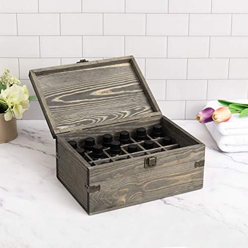 MyGift 24 Slot Wooden Essential Oil Bottle Storage Box, Vintage Gray Wood Roller Organizer Holder Display Case, Holds Up to 30 mL Bottles post thumbnail image