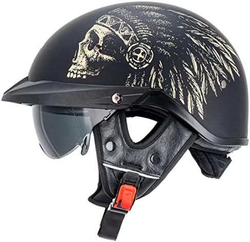 VCOROS Half Motorcycle Helmets [Upgraded 2023] VHF04 Open Face Sun Visor Quick Release Buckle Adjustable DOT Approved Cycling Retro Cruiser Pilot Helmets for Men Women post thumbnail image