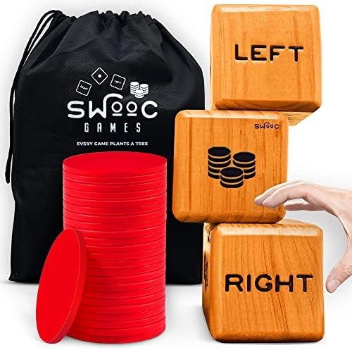 SWOOC Games – Giant Right Center Left Dice Game (All Weather) with 24 Large Chips & Carry Bag – Jumbo Wooden Lawn Game – Big Backyard Game for Family – Indoor/Outdoor post thumbnail image