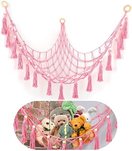 Stuffed Animal Net or Hammock, Tinabless Hanging Corner Pet Net for Stuffed Animals Toy Storage, Stuffed Animal Hammock Holder with Hooks for Bedroom Nursery Crib Kindergarten Wall Decor(Pink) post thumbnail image