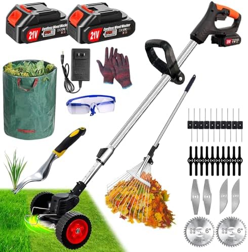 Electric Weed Eater Cordless Weed Wacker Battery Operated 21V/2.0Ah, Lightweight Grass Trimmer/Edger Lawn Tool/Brush Cutter, Wheeled Lawn Mower, No-String Weed Trimmer Battery Powered for Garden Yard post thumbnail image