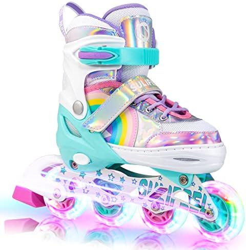 SULIFEEL Rainbow Unicorn Inline Skates for Girls Boys 4 Size Adjustable Light up Wheels Skates for Kids Beginner post thumbnail image