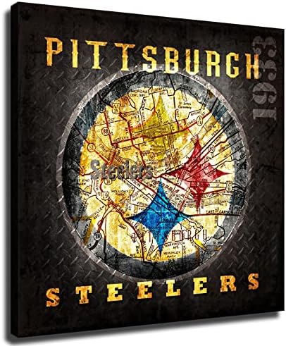 Pittsburgh City Steelers American Football Poster Sports Vintage Map Canvas Wall Art Print Painting Modern Home Living Room Office Wall Decor Gifts (A,32x32inch-canvas) post thumbnail image