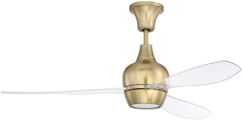 Craftmade BRD52SB3 Bordeaux Downrod/Semi-Flush Mount Heavy-Duty 52″ Ceiling Fan with LED Light and Wall Control, 3 Clear Acrylic Blades, Satin Brass post thumbnail image