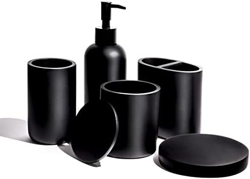 Premium 5 Pcs Matte Black Bathroom Accessories Set Complete. Black Bathroom Decor Sets. Matte Black Bathroom Accessory Set Black. Black Bathroom Set Black. Black and White Bathroom Accessories post thumbnail image