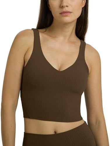 Colorfulkoala Women’s Dreamlux Ribbed V-Neck Workout Tank Top with Built-in Shelf Bra Padded Cropped Yoga Shirts post thumbnail image