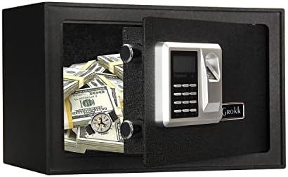 Grokk 0.5 Cubic Ft Mini Fireproof Safe Fingerprint Safe Lock Cabinet Security Box Steel Lock Safe with Fingerprint Keypad Access Home Safe for Cash Money Jewelry Guns Cabinet (BLACK) post thumbnail image