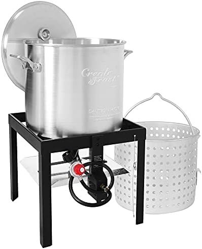 Creole Feast SBK0601 60 Qt. Seafood Boiling Kit with Strainer, Outdoor Aluminum Propane Gas Boiler Steamer with 10 PSI Regulator, 100,000 BTU Jet Burner post thumbnail image