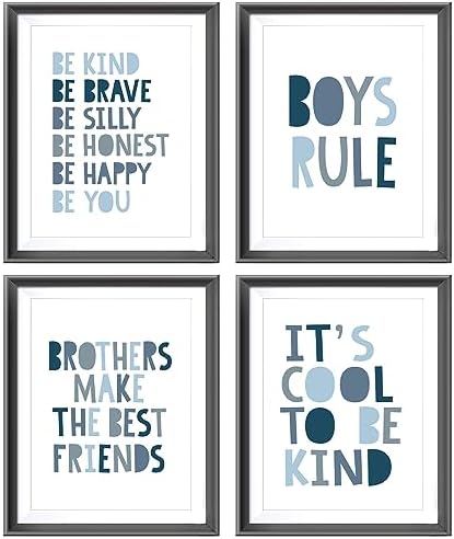 Brothers Make The Best Friends Boys Rules Affirmations Poster Prints for Home Boys Room Playroom Nursery Classroom Decor,Boho Navy Blue Colors Decorations Prints Wall Art Unframed 4pcs 12×16 Inches post thumbnail image