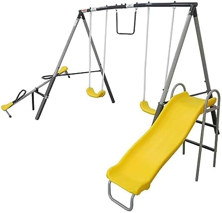 XDP Recreation The Titan Outdoor Backyard Toddler Playground Swing Set with Slide, 2 Swings, See-Saw, and Trapeze for Kids Ages 3 to 8 Years post thumbnail image